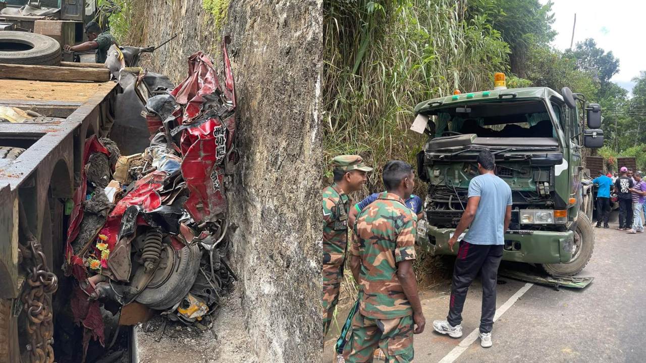 පාලනයෙන් මිදුන හමුදා රථය නිසා අයෙක්ට දිවි අහිමි කරමින් සිදුවුණු බිහිසුණු අනතුර