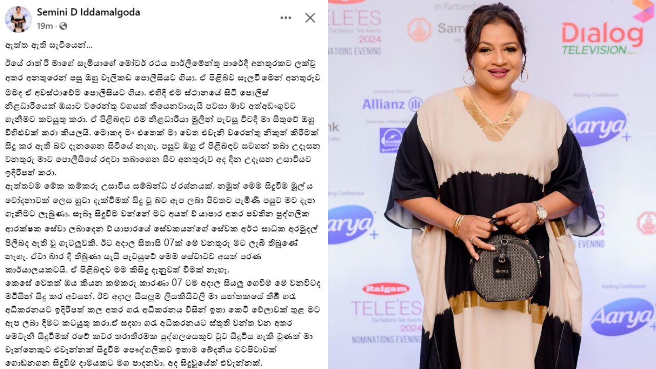 සේමිණිගෙන් ෆේස්බුක් සටහනක්
