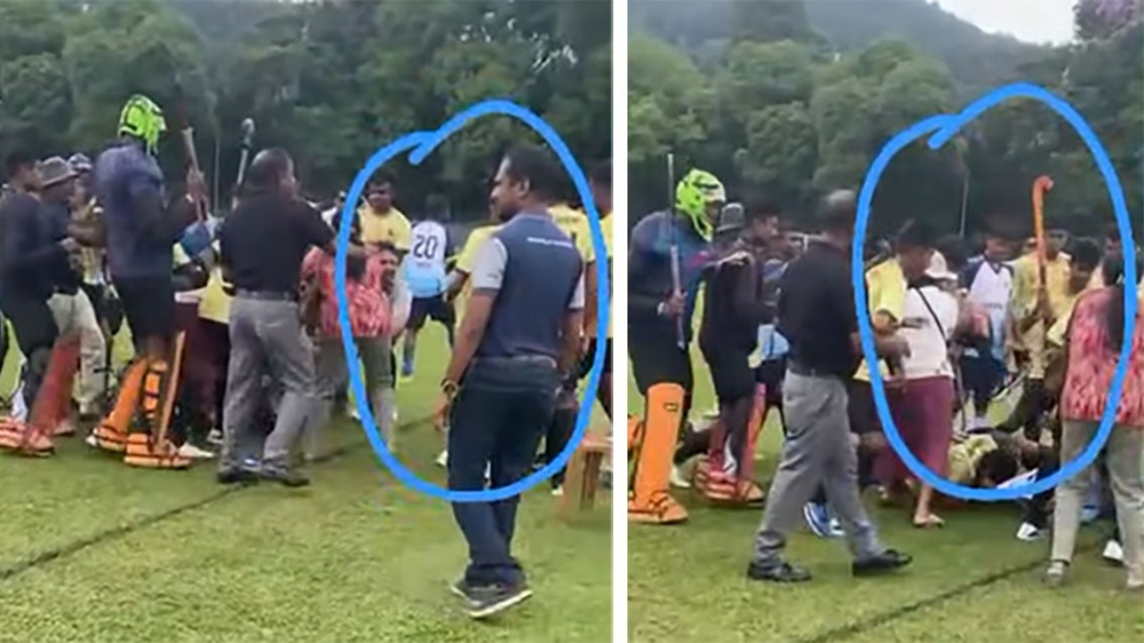 හොකී අවසන් තරගය යුද පිටියක් වේ – පිතිවලින් ගහගෙන ඔළු පලාගෙන ක‍්‍රීඩකයන් රෝහලේ