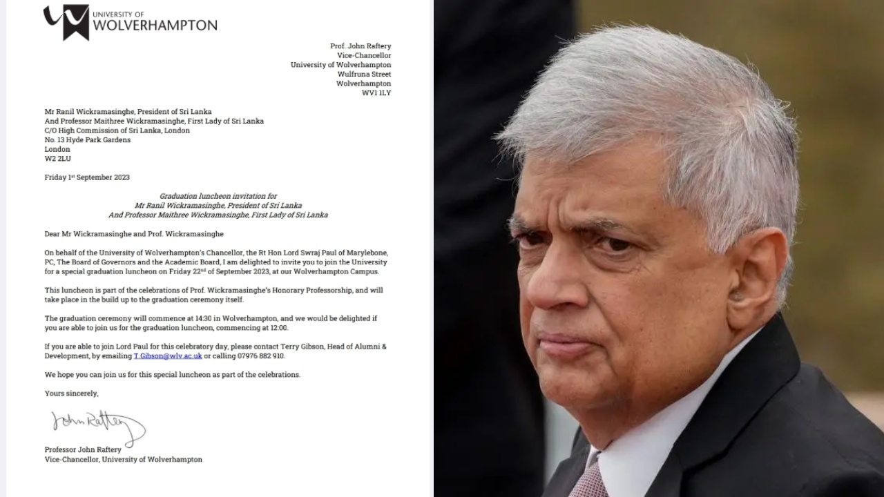 උපාධි ප්‍රධානෝත්සවයේ ආරාධනා පත්‍රයේ නිල පිටපතක් නිකුත් කරයි