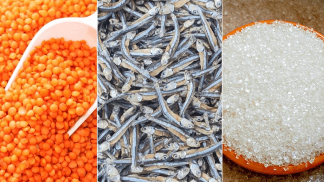 හාල් මැස්සෝ, සීනි, පරිප්පු ‍‍තොග මිල නගී