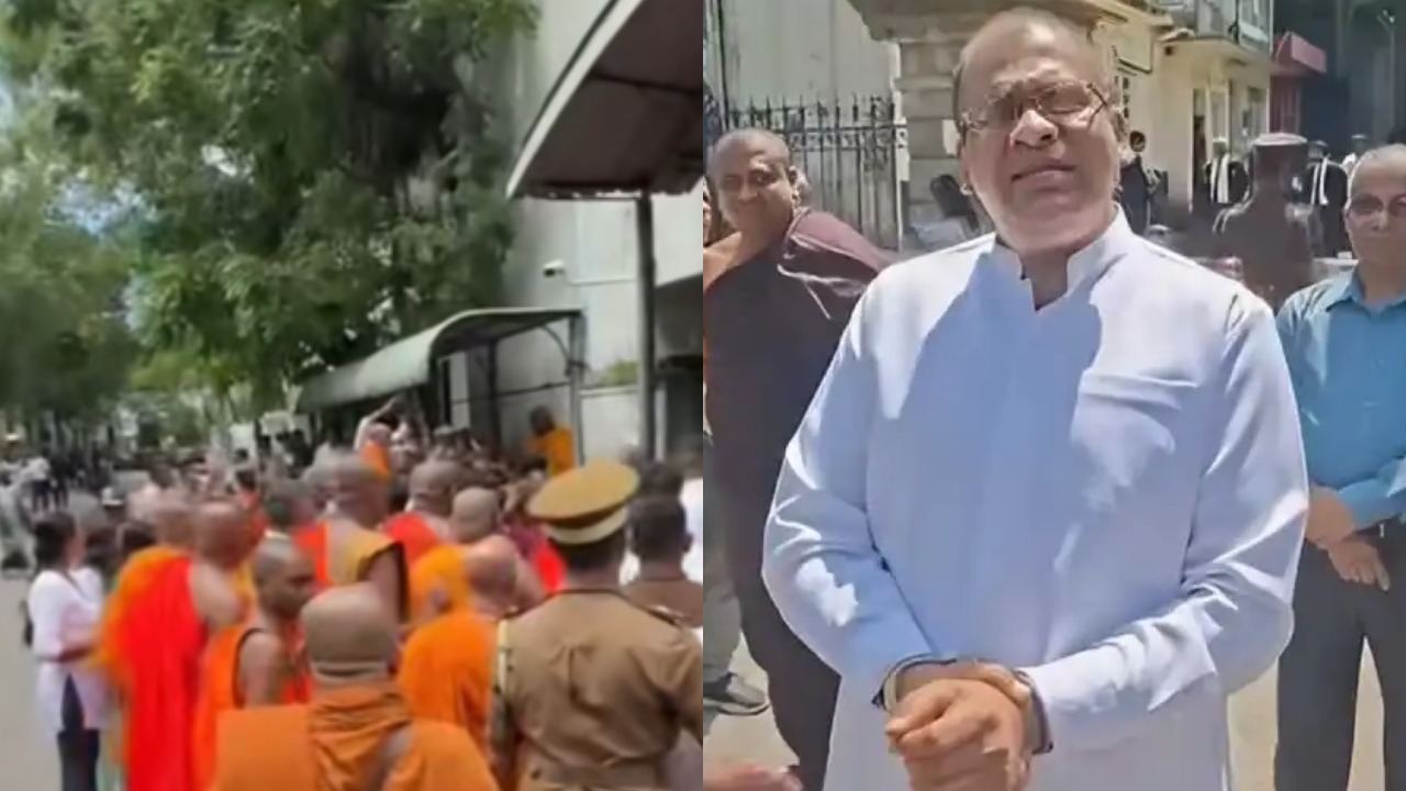 ඥානසාර හිමිගේ සිවුර ගැලෙවුවාට බන්ධනාගාරය ඉදිරිපිට විරෝධතා