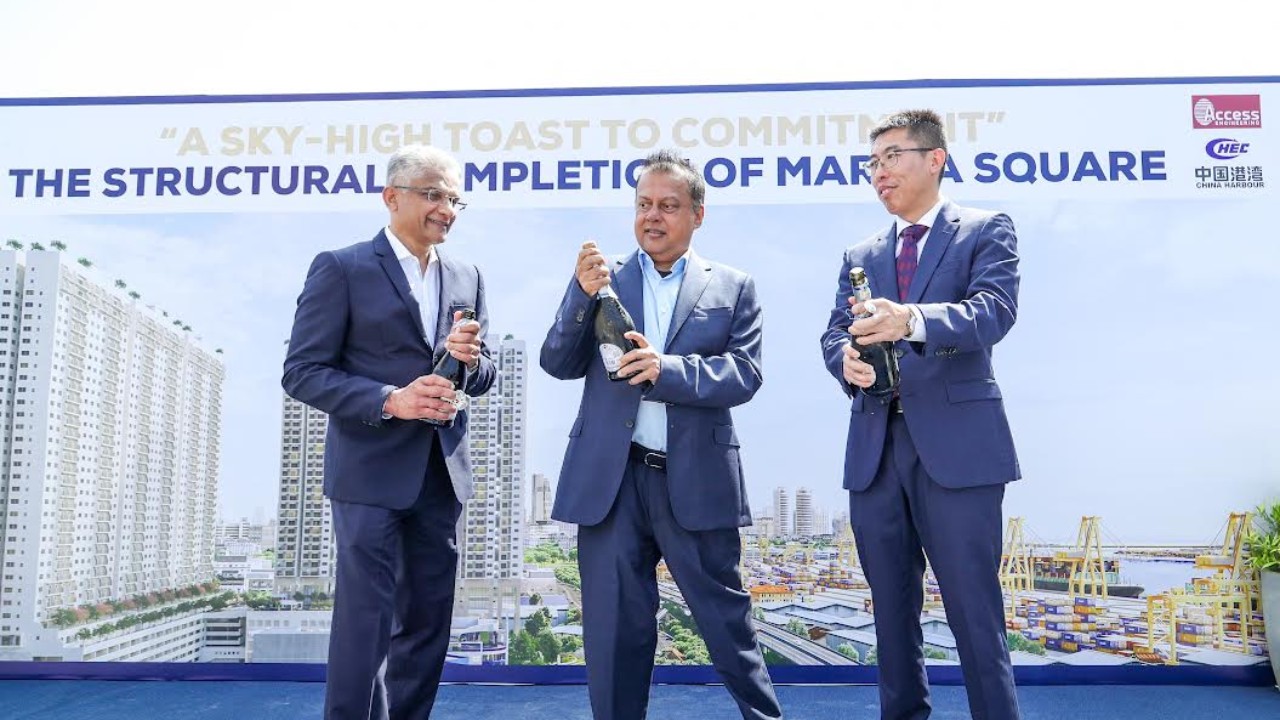 Marina Square – Uptown Colombo සුඛෝපභෝගී මහල් නිවාස සංකීර්ණ ව්‍යාපෘතියේ ඉදිකිරීම් කටයුතු ජයග්‍රාහී අදියරකට